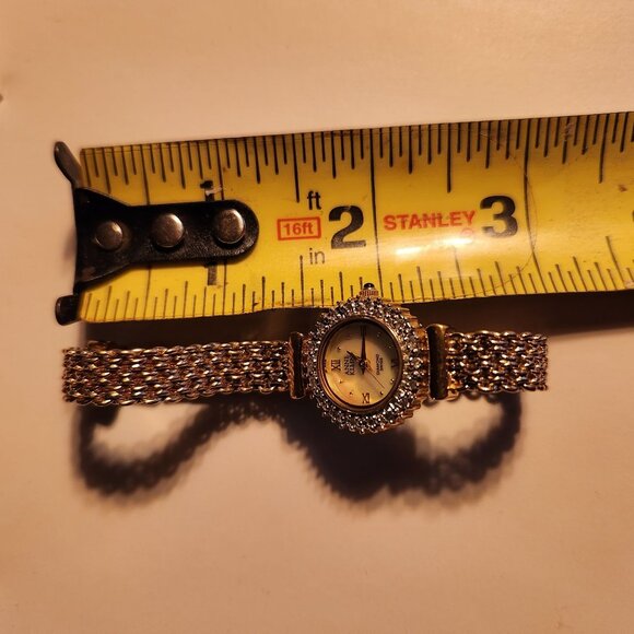 Anne Klein Vintage Gold-Tone Womens Watch With Diamond-Accented Bezel & Roman Nu - Picture 4 of 7